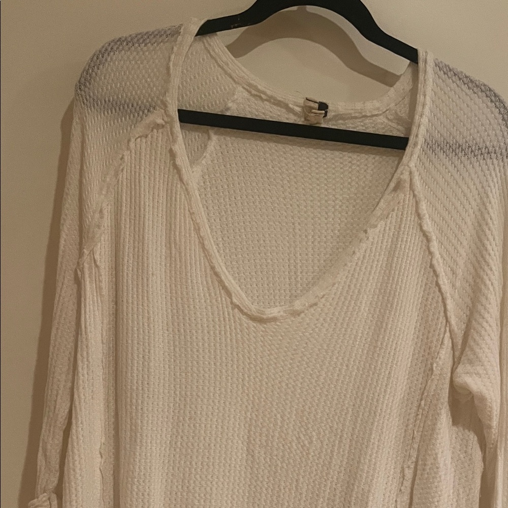 Free People Cream Knit Blouse